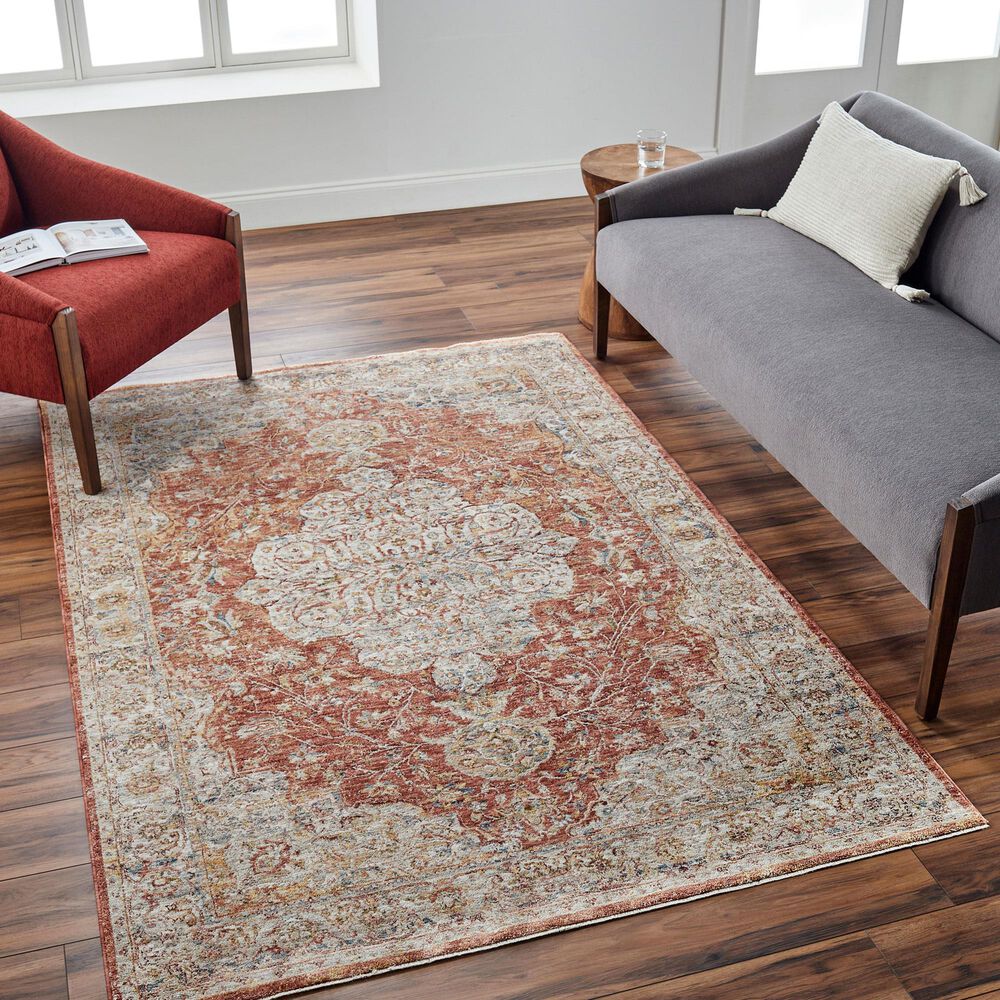 Surya Mona Lisa 10&#39; x 14&#39; Brick Red, Tan, Mustard, Dark Blue, Sage, Burgundy and Olive Area Rug, , large