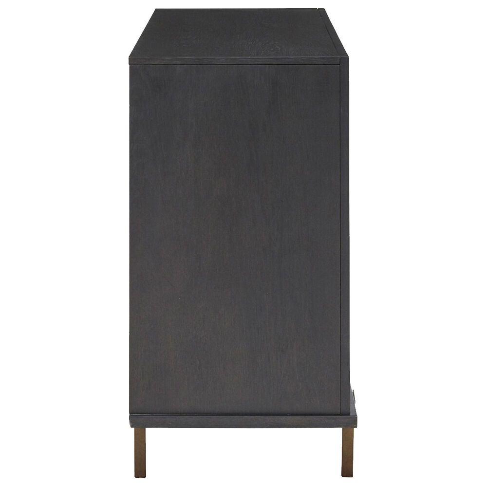 Nicolette Home Ryker Server in Grey, Black Glass, and Aged Brass, , large