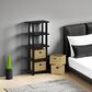 HOMLUX 5-Tier Tall Corner Open Bookshelf with 4 Storage Bins in Espresso and Black, , large