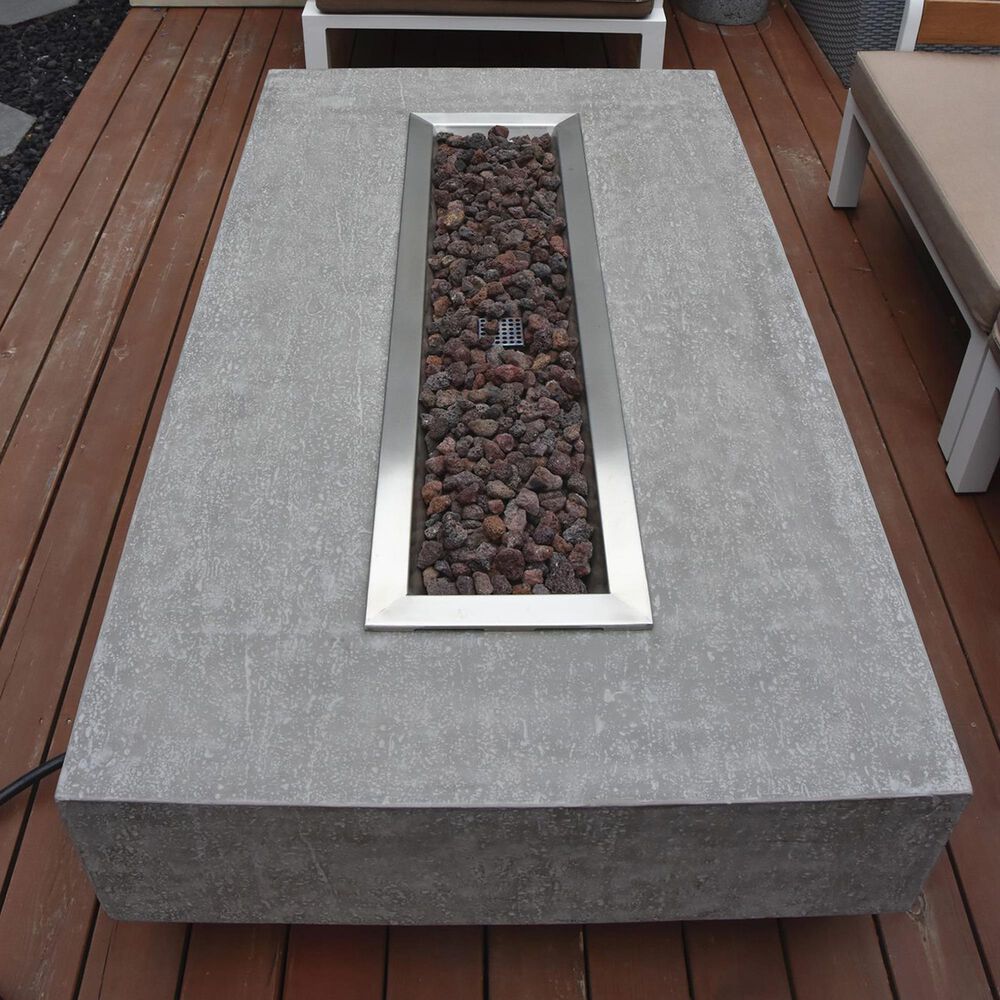 Elementi Fire Hampton Rectangle Natural Gas Fire Table in Gray, , large