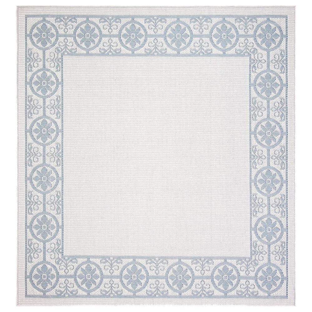 Safavieh Bermuda Floral 6"7" Square Ivory and Light Blue Indoor/Outdoor Area Performance Rug, , large