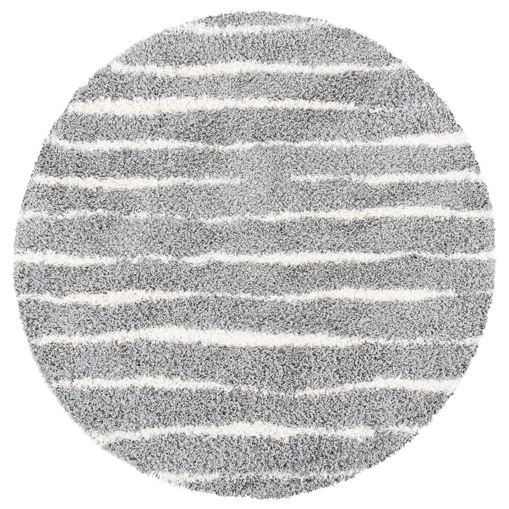 Safavieh Venus Shag VNS603J 5"3" Round Grey and Ivory Area Rug, , large