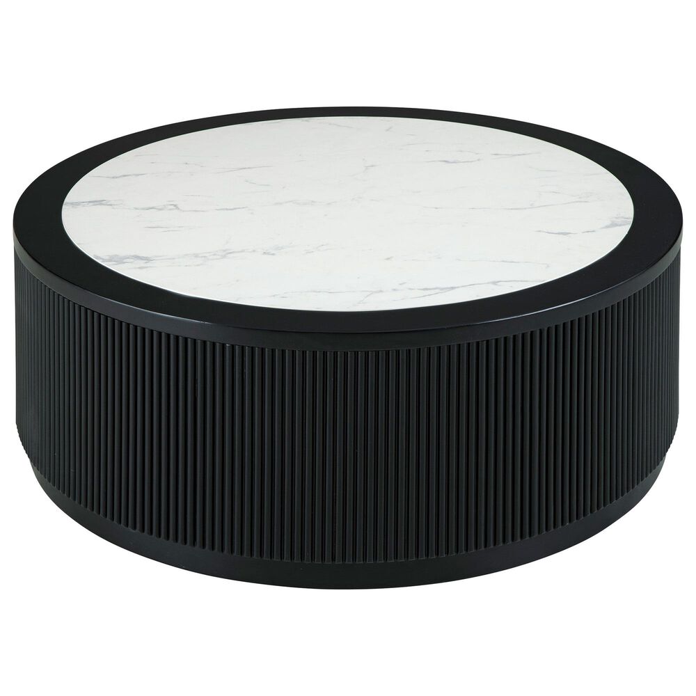 Ashley Grayman Round Coffee Table in Matte Black, , large