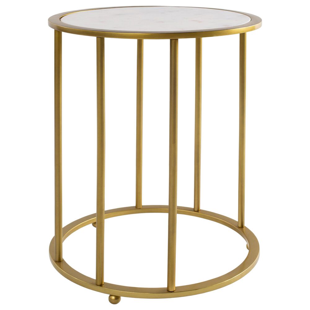 Surya Ivan End Table in White Marble and Brass, , large