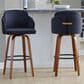 LumiSource Dahlia Swivel Counter Stool with Cream Velvet Upholstery in Walnut and Chrome (Set of 2), , large