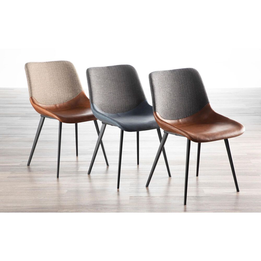 Lumisource Outlaw Side Chair with Brown and Grey Cushion in Black (Set of 2), , large