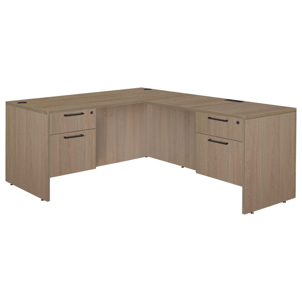 Regency Global Sourcing Legacy 71" L-Shaped Desk with Double Pedestal Drawer Unit in Noble Oak, , large