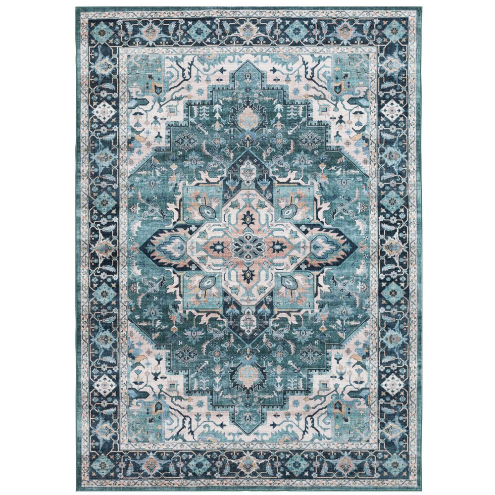 Central Oriental Rugease Chantal 5" x 7" Green and Ivory Area Rug, , large
