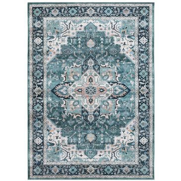 Central Oriental Rugease Chantal Green and Ivory 5" x 7" Area Rug, , large