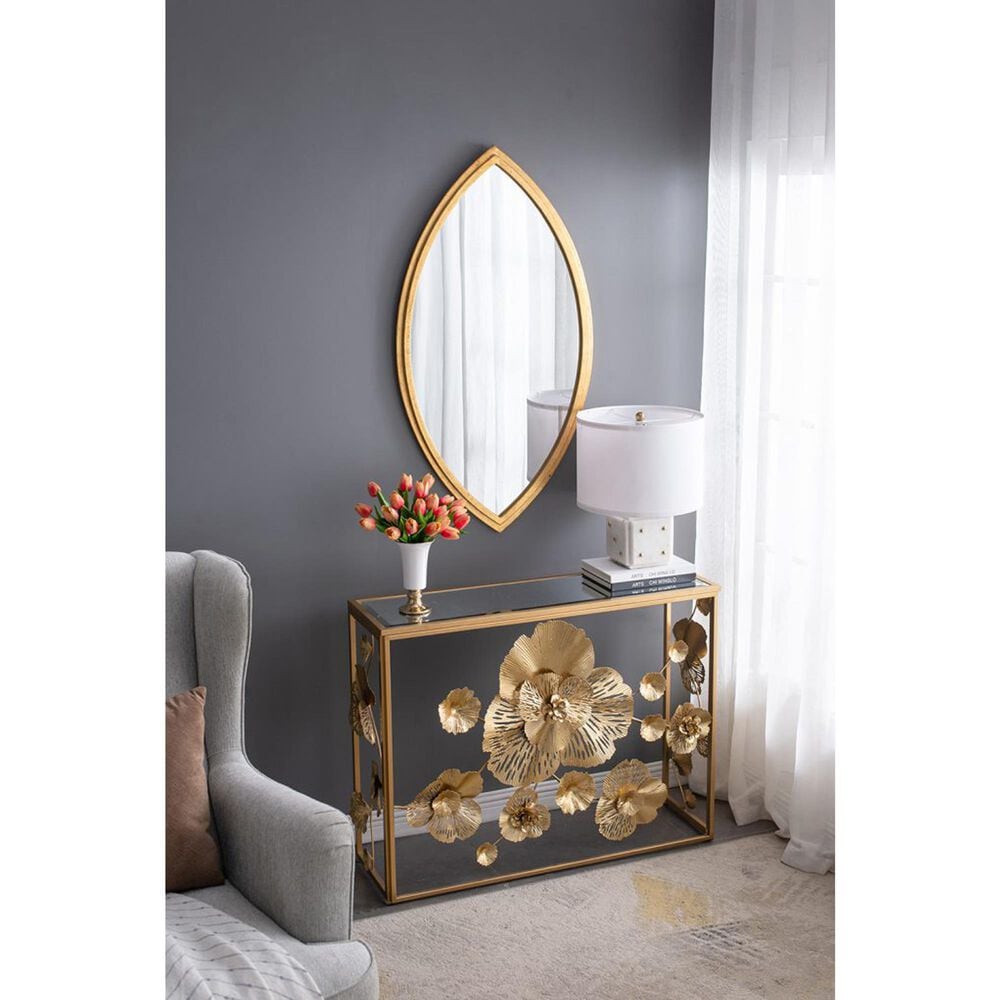 A&amp;B Home Anita Table Lamp with Collapsible Shade in White and Gold, , large