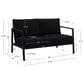 Linon Home Decor Holland Outdoor Loveseat with Black Cushions in Black, , large