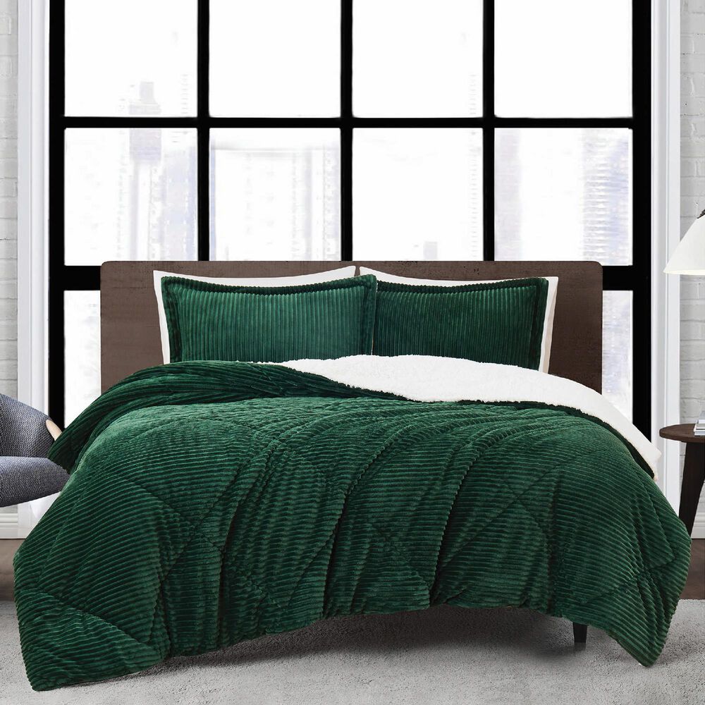 Pem America Corduroy 3-Piece Full/Queen Comforter Set in Green, , large
