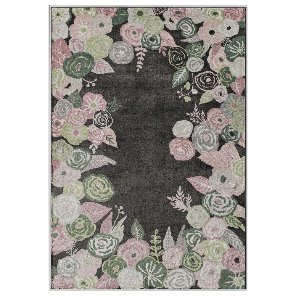 Rugs America Valentina Royal Blossom 2" x 4" Black, Pink and Green Area Rug, , large