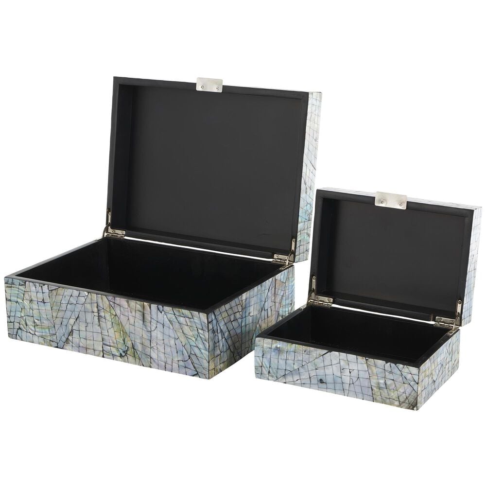 Maple and Jade 2-Piece Handmade Mosaic Storage Decorative Box Set in Multicolor, , large