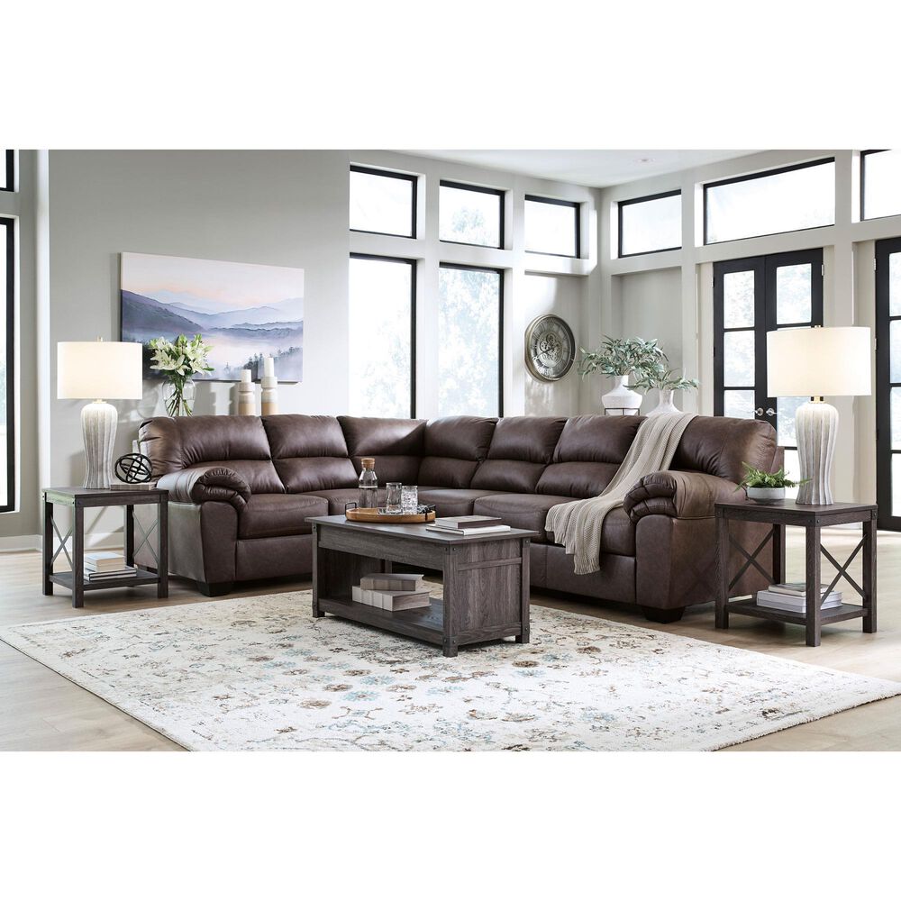Ashley WillowBend 3-Piece Sectional with LAF Sofa in Umber, , large