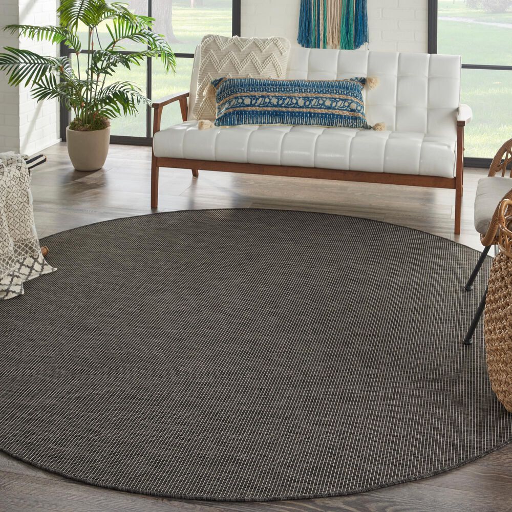 Nourison Positano 6&#39; Round Charcoal Indoor/Outdoor Area Rug, , large
