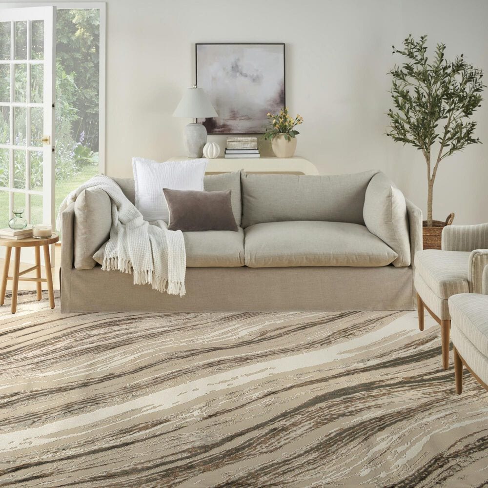 Nourison Sustainable Trends SUT05 9&#39; x 12&#39; Beige and Grey Area Rug, , large