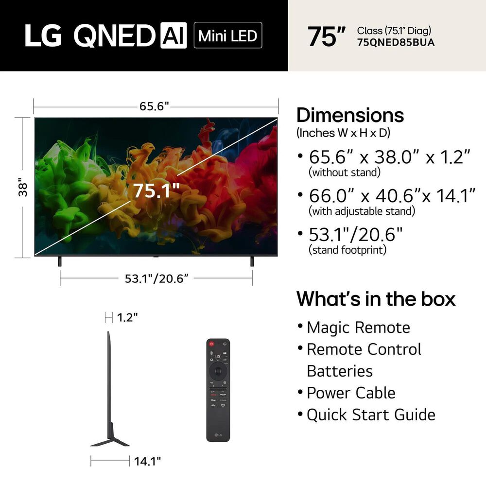 LG 75" Class LG QNED AI Mini LED 4K Smart TV in Black, , large