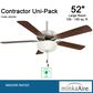 Minka-Aire Contractor Uni-Pack 52" Ceiling Fan with LED Light Kit and Silver Blades in Brushed Steel, , large