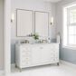 James Martin Vanities Chicago 60" Double Bathroom Vanity in Glossy White with 3 cm Eternal Jasmine Pearl Quartz Top and Rectangular Sinks, , large