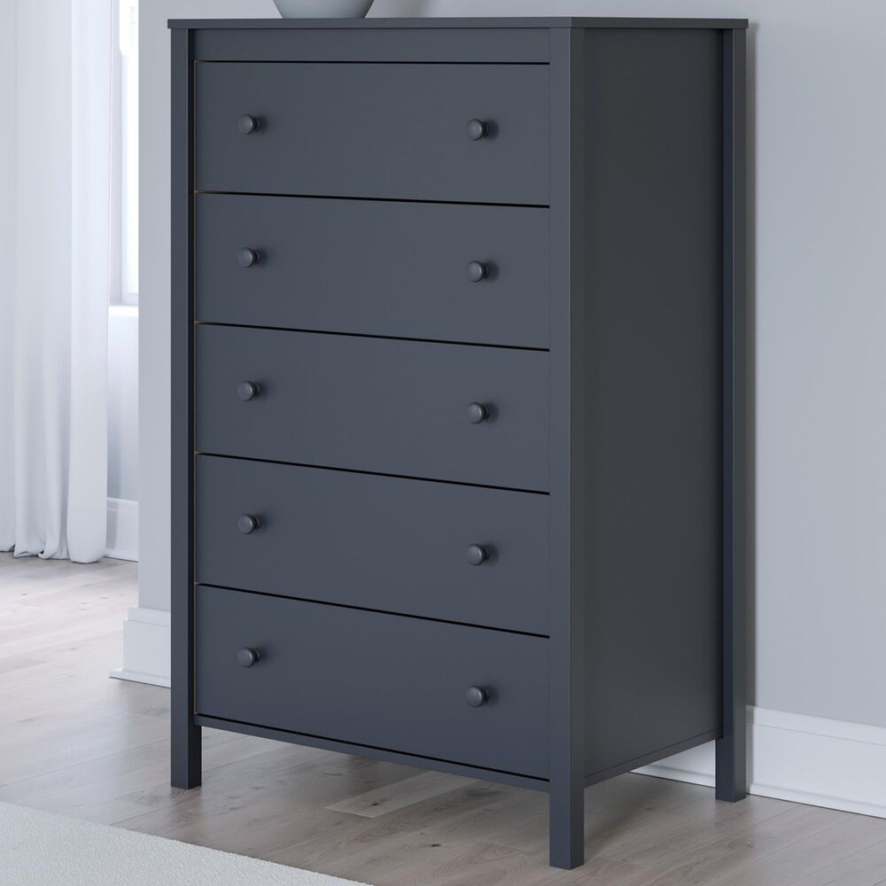 Ashley Simmenfort 5-Drawer Chest in Matte Navy Blue, , large
