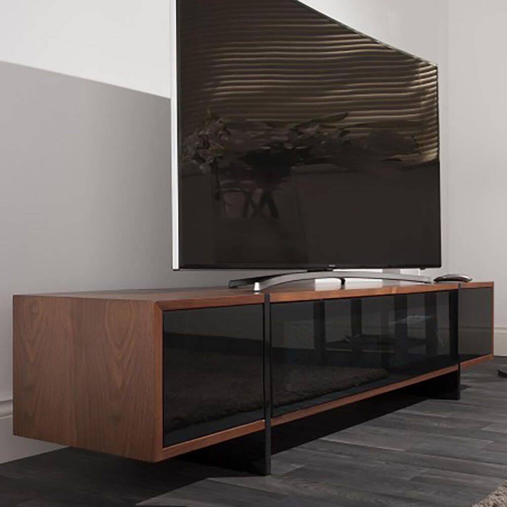 AVF Group Edge 70" TV Stand with Drop Door in Walnut and Black, , large