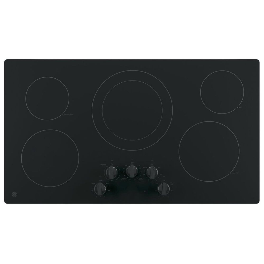 GE Appliances 36" Built-In Knob Control Electric Cooktop in Black, , large