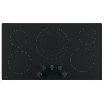 GE Appliances 36" Built-In Knob Control Electric Cooktop in Black, , large