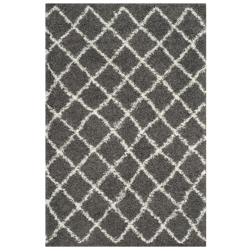 Safavieh Dallas Shag SGD258A-5 5&#39;1&quot; x 7&#39;6&quot; Dark Grey/Ivory Area Rug, , large
