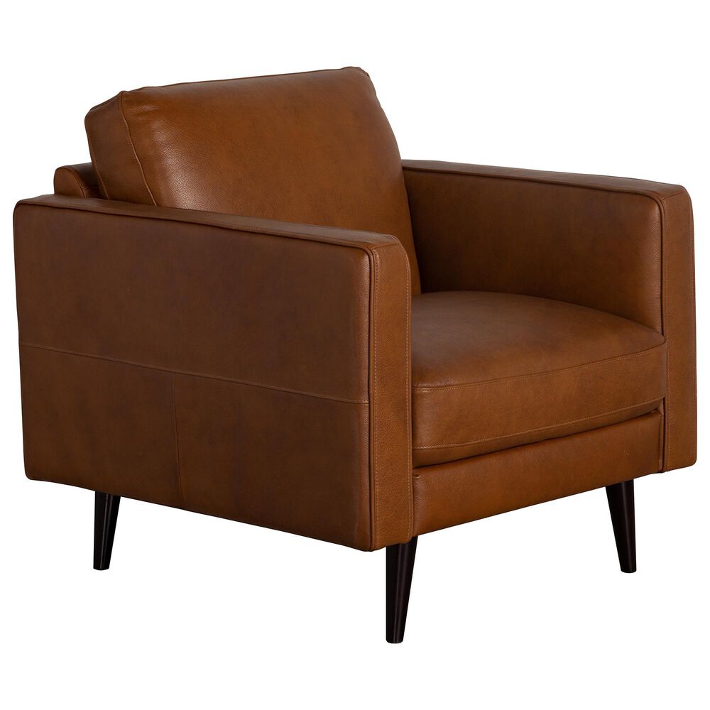 Natuzzi Editions Destrezza Leather Arm Chair in Brandy, , large