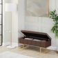LumiSource Midas Storage Bench with Brown Velvet Cushion in Gold, , large