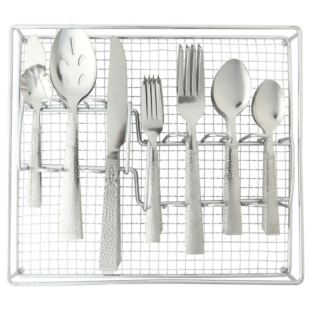 Gibson Overseas, Inc Prato 65-Piece Flatware Set with Wire Caddy in Silver, , large