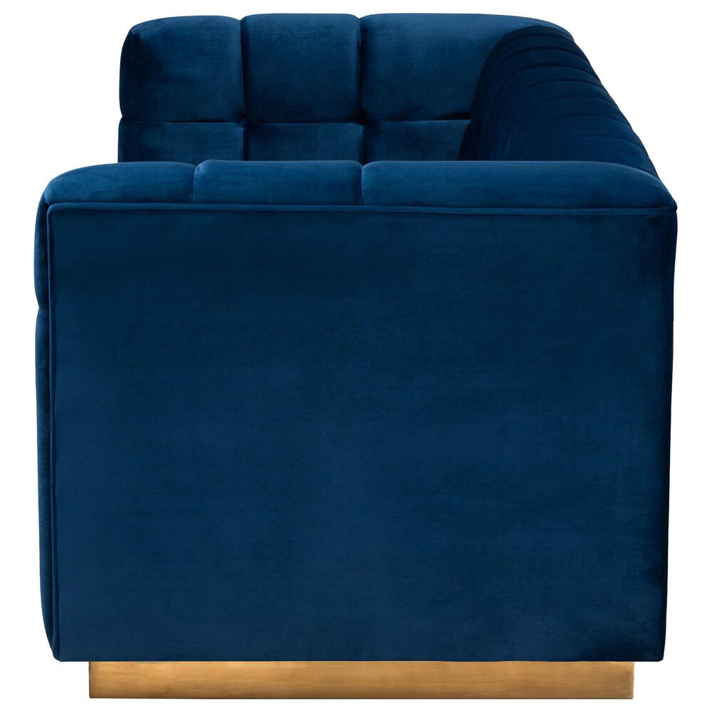 Baxton Studio Loreto Stationary Sofa in Navy Blue Velvet, , large