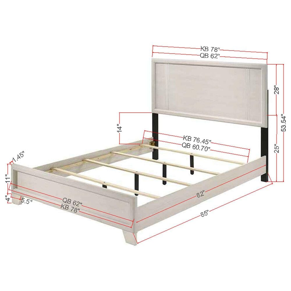 Crown Mark Charlie 4-Piece King Panel Bedroom Set in White, , large