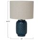 Teak Interiors Dapper Home Embossed Ceramic Table Lamp in Blue, , large