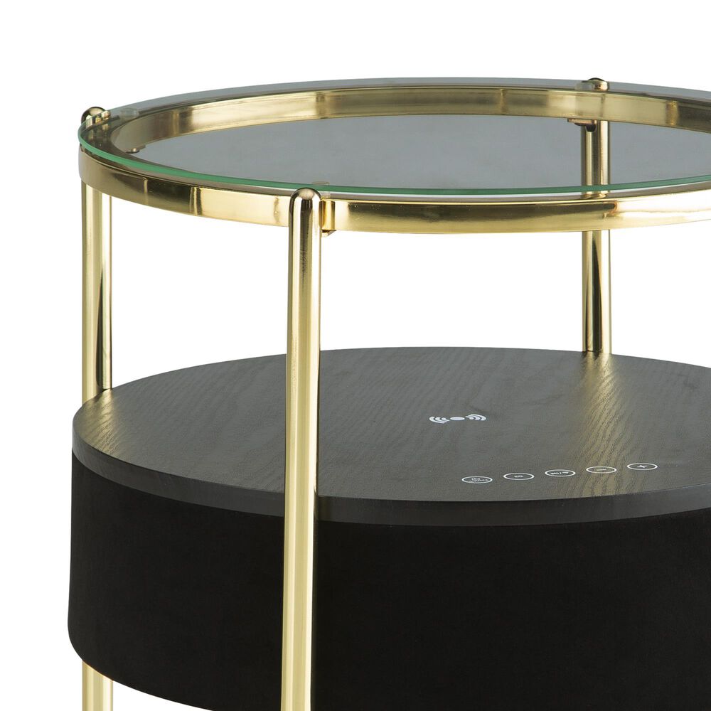 Ashley Nedman Accent End Table with Speaker in Black and Gold, , large