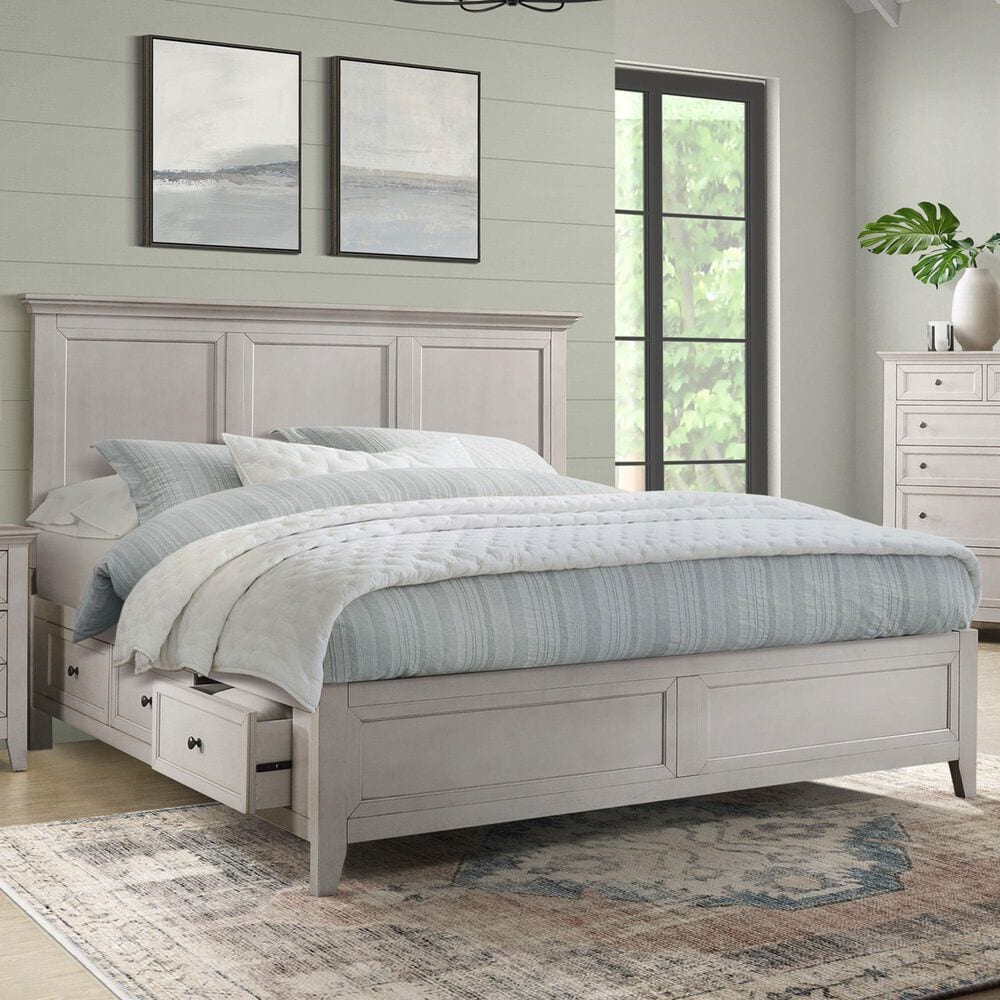 Hawthorne Furniture San Mateo King Storage Bed in Rustic White, , large