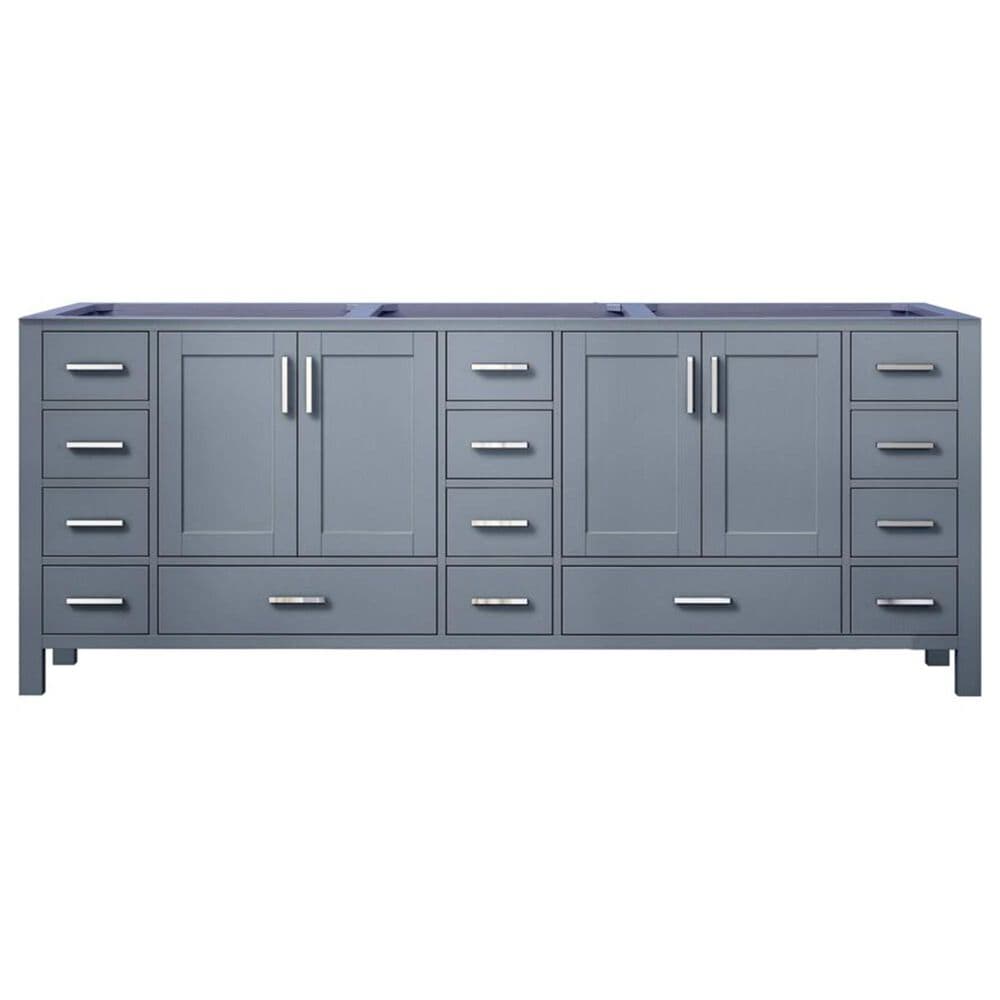 Lexora Home Jacques 84&quot; Double Bathroom Vanity in Dark Grey with 2 cm White Carrara Marble Top and Rectangular Sinks, , large