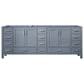 Lexora Home Jacques 84" Double Bathroom Vanity in Dark Grey with 2 cm White Carrara Marble Top and Rectangular Sinks, , large