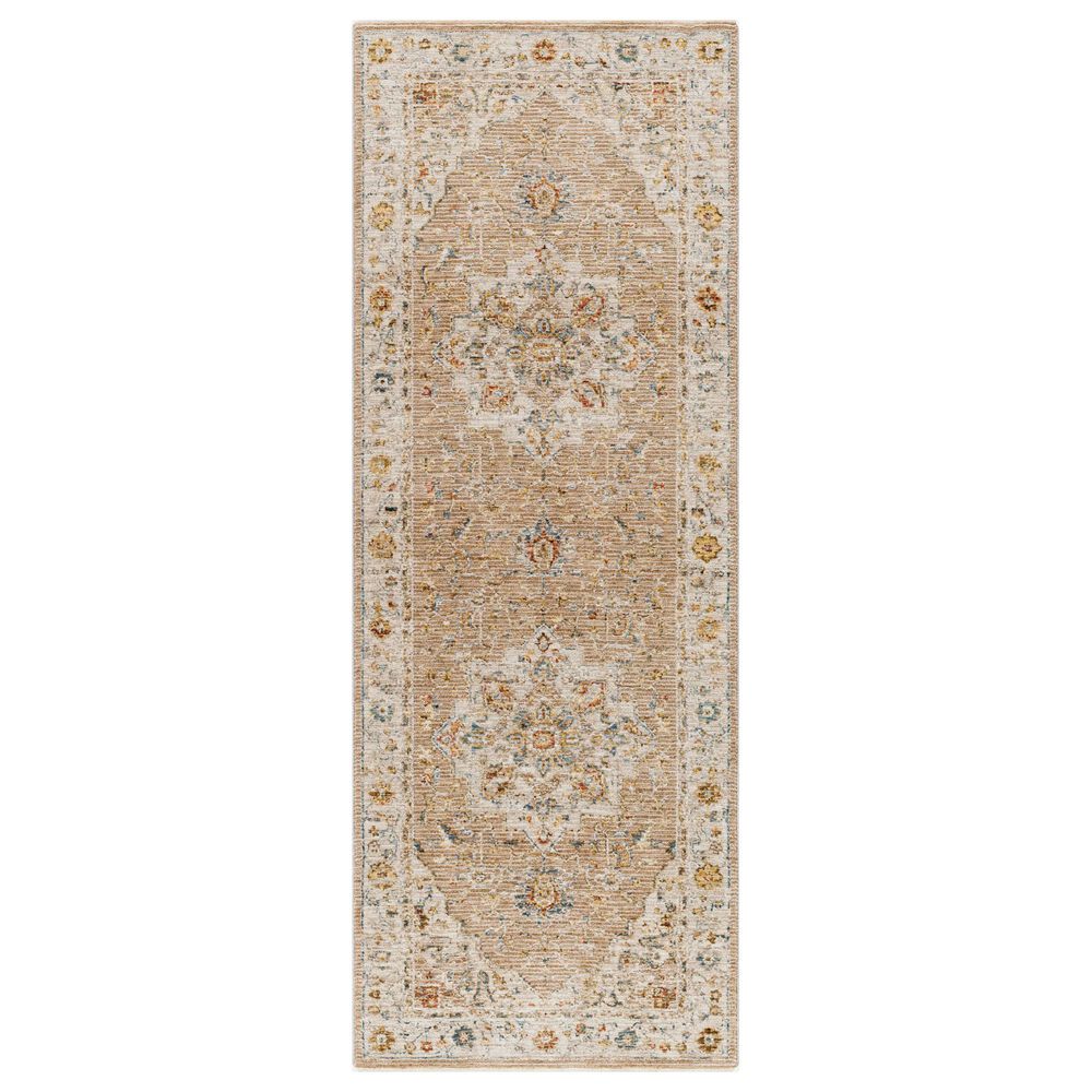 Surya Reina Tan, Light Gray, Medium Gray, Cream, Light Brown, Denim, Rust and Mustard 2&#39;7&quot; x 10&#39; Runner, , large