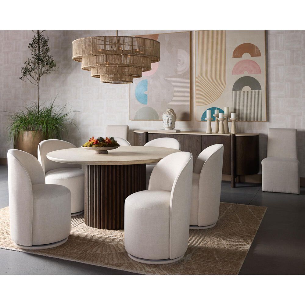 37B Banyan and Cavoli 5-Piece Round Dining Set in Cream and Dark Brown, , large