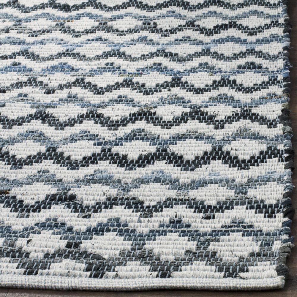 Safavieh Montauk Chevron 10&#39; x 14&#39; Ivory, Blue and Black Area Rug, , large