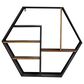 Maple and Jade 30" Hexagon Wall Shelf in Matte Black and Varnished Brown, , large