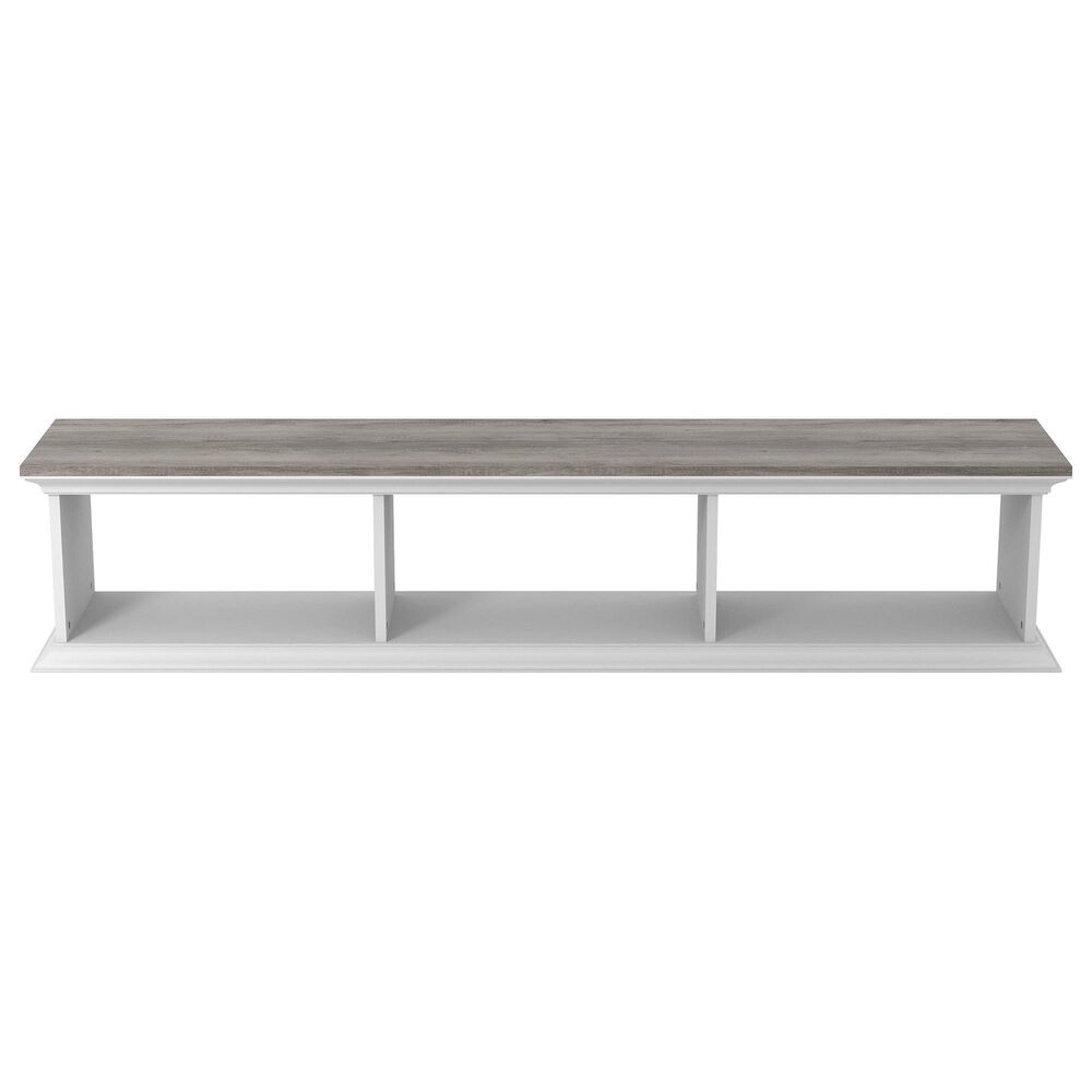 Furniture of America Moen 63&quot; Floating TV Console in White and Vintage Gray Oak, , large