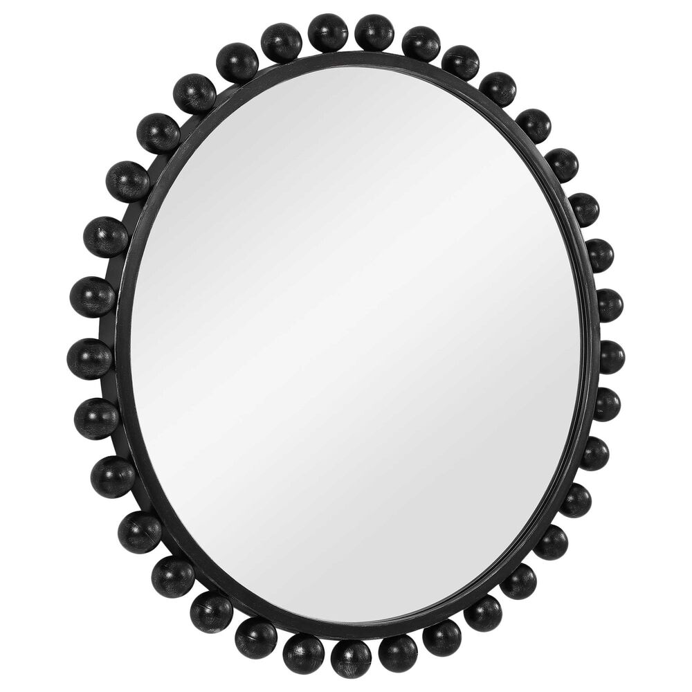 Uttermost Cyra Round Accent Wall Mirror in Distressed Black, , large
