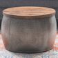 Linon Home Decor Royce 22" Drum Coffee Table with Storage in Pewter, , large