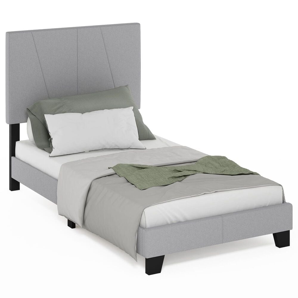 HOMLUX Lucy Twin Platform Bed Frame in Glacier, , large