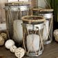 Maple and Jade Decorative Indoor/Outdoor Candle Lantern in Galvanized Silver and Brown (Set of 3), , large