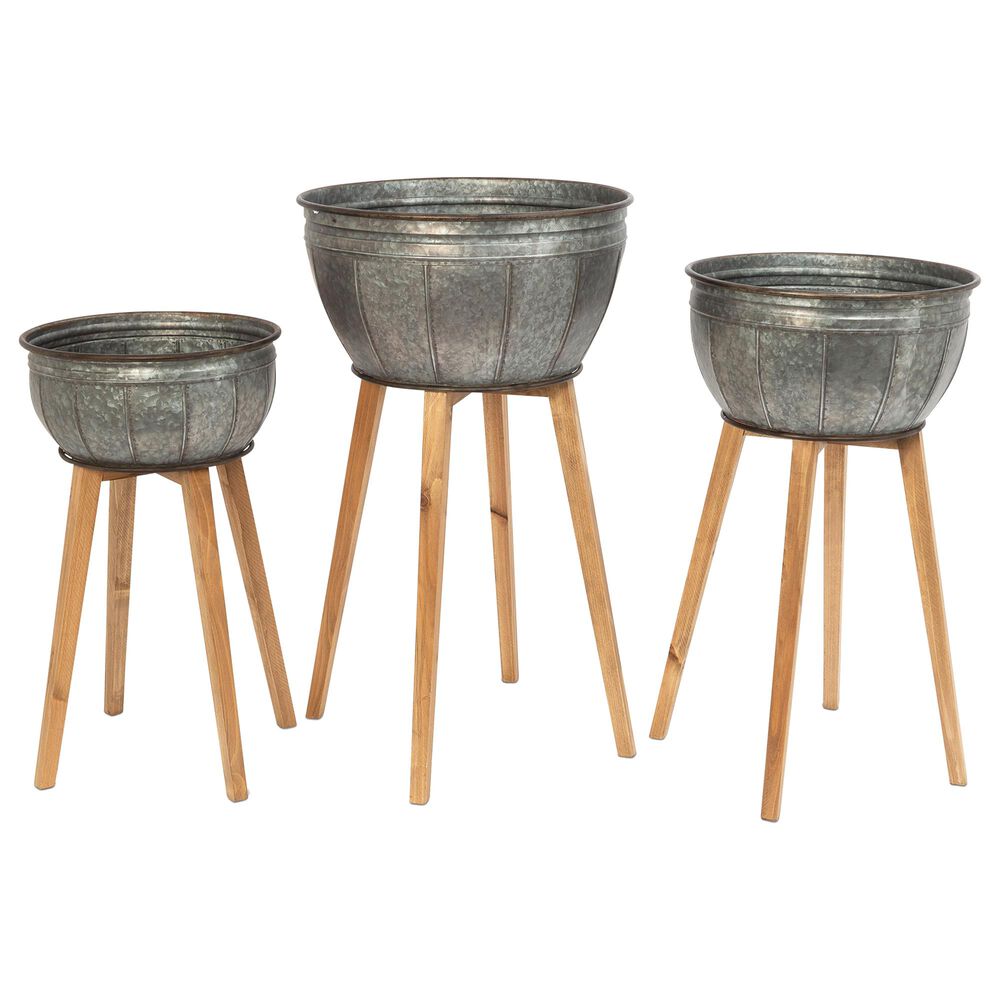 The Gerson Company Planter on Stand in Silver - Set of 3, , large