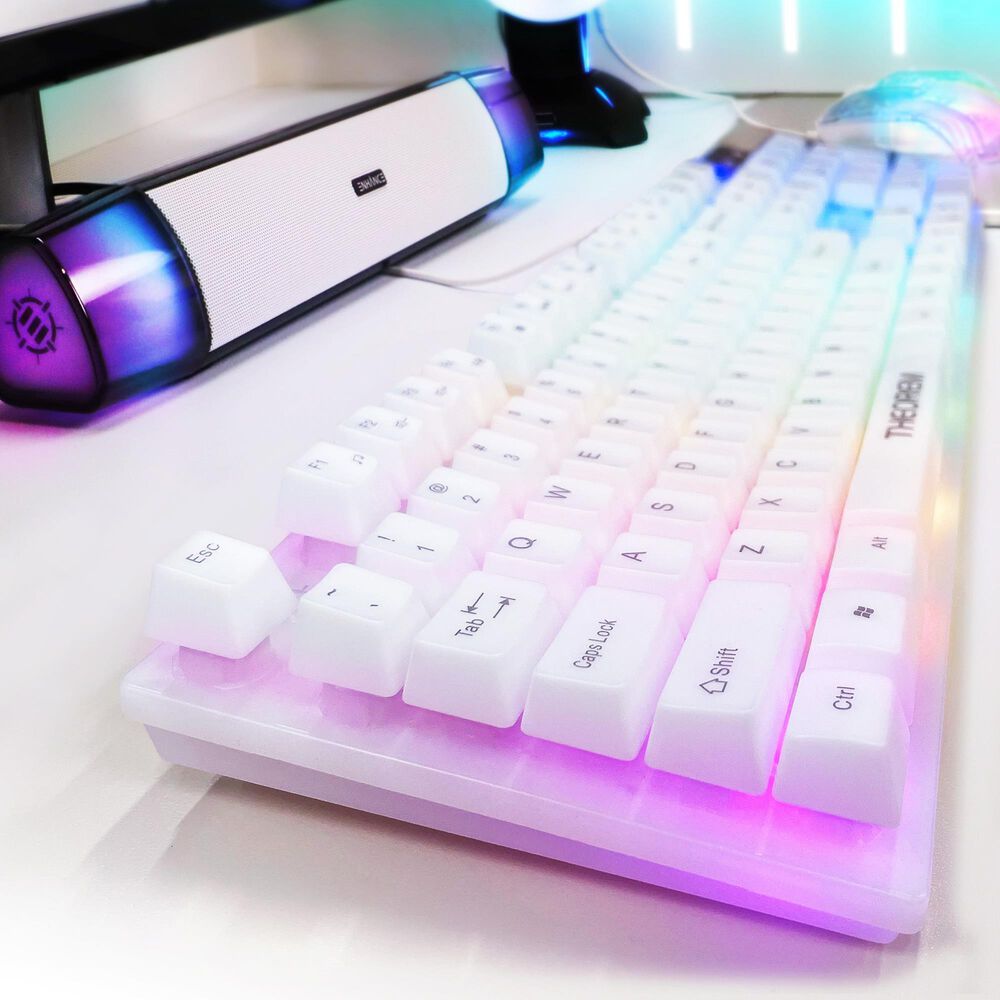 Enhance Theorem 3 Mechanical-Feel Gaming Keyboard in White and Clear, , large